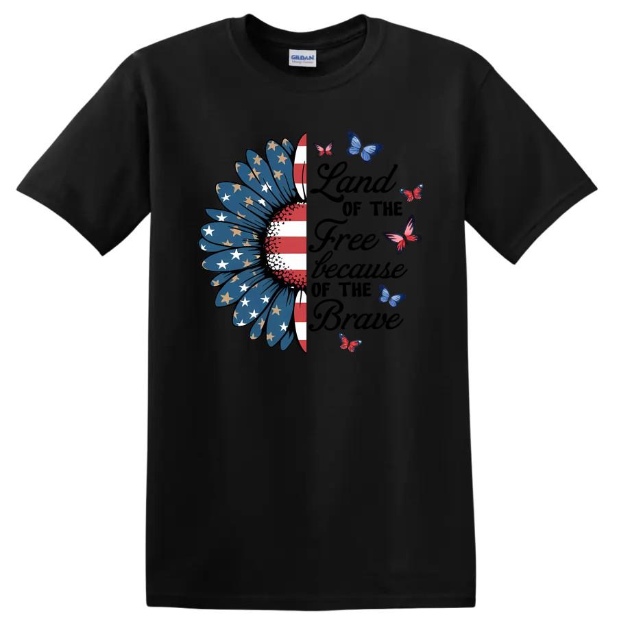 American Flag Flower Butterfly Graphic Print T Shirt Cute Summer Tee