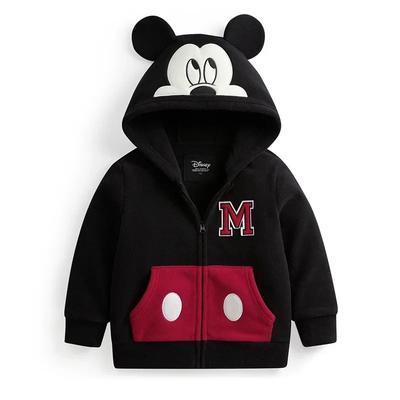 Minnie and Mickey Mouse Zip-up Plush Hooded Cartoon Top/jacket for Boys and Girls, Suitable for Spring and Autumn Streetwear.