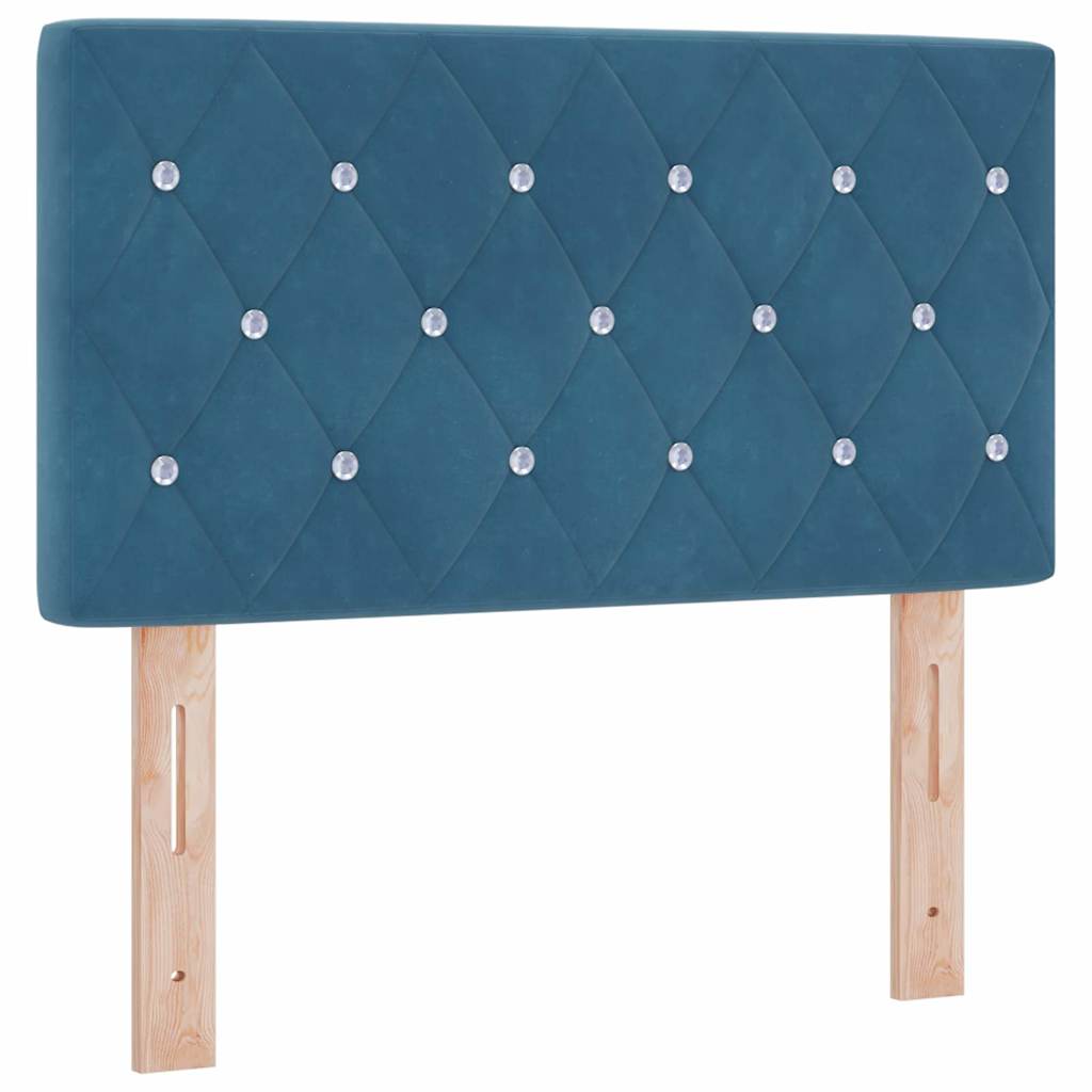 Box Spring Bed with Headboard Dark Blue 80 x 200 cm Velvet