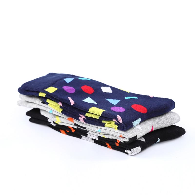 Men Socks Crew Colorful Geometric Cotton Dress Socks Gifts Summer Business Fashion Socks