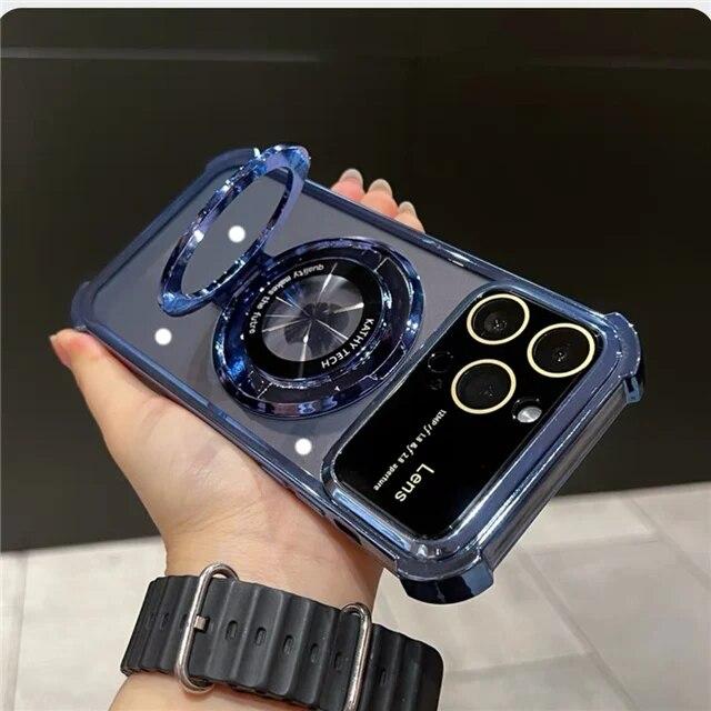 

Роскошный чехол Magsafe с магнитным держателем и подставкой для телефона iPhone 11 12 13 14 15 Pro Max, защитный бампер на 15 Plus, чехол For 12 Pro Max