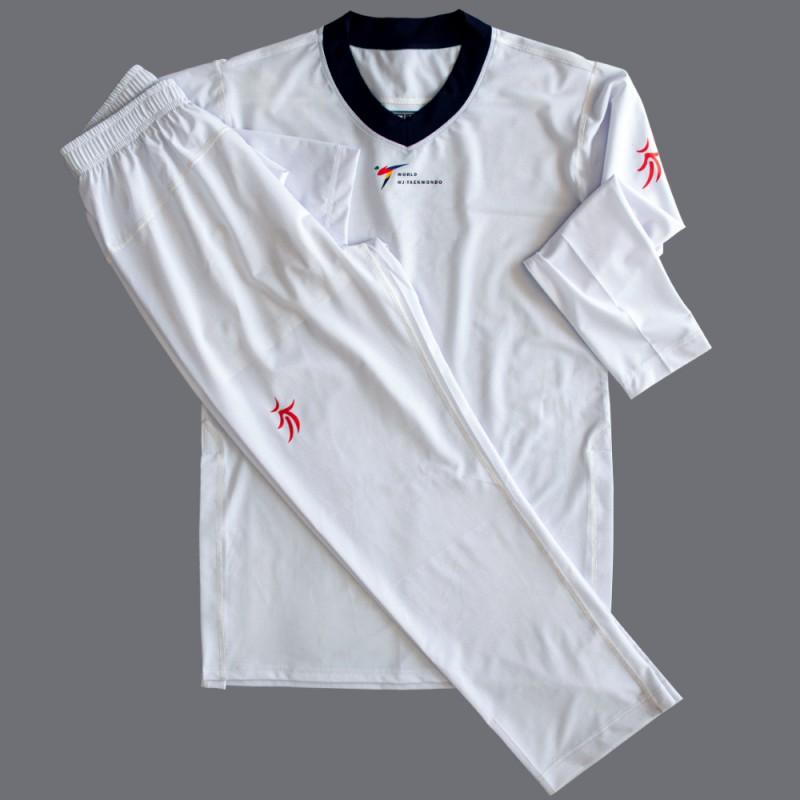 Schnelltrocknende Stretch-Passform Taekwondo-Uniform Training Wettkampf Anpassbarer Druck Weiß