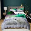 Aurora Borealis Duvet Cover King Queen Pale Weather Over The Hills with Waterfall Creek Nature Landscape Polyester Bedding Set