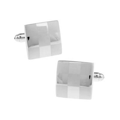 Silver Check Square Cufflinks