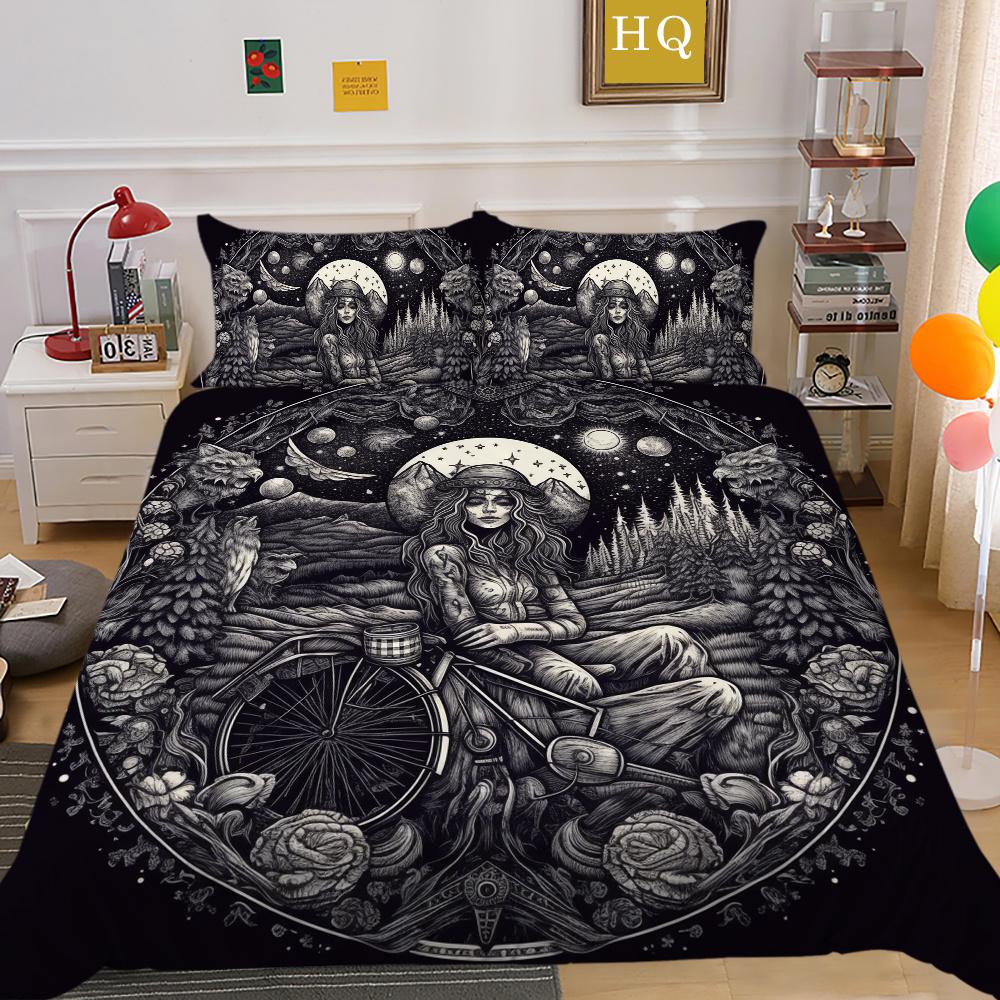 Duvet Cover Set Beauty Skull Printed Full Size Microfiber Bedspreads High Quality Luxury Bedding Cover