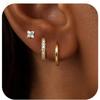 Bobisty 3Pcs Stainless Steel Earrings for Women Stud Hoop Earring Sets Hypoallergenic Cartilage Earring for Multiple Piercings