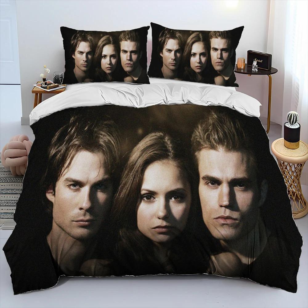 The Vampire Diaries Bettwäsche-Set 3D-Druck Bettbezug Bettwäsche-Set Steppdeckenbezug mit Kissenbezug King Queen Size Kindergeschenk