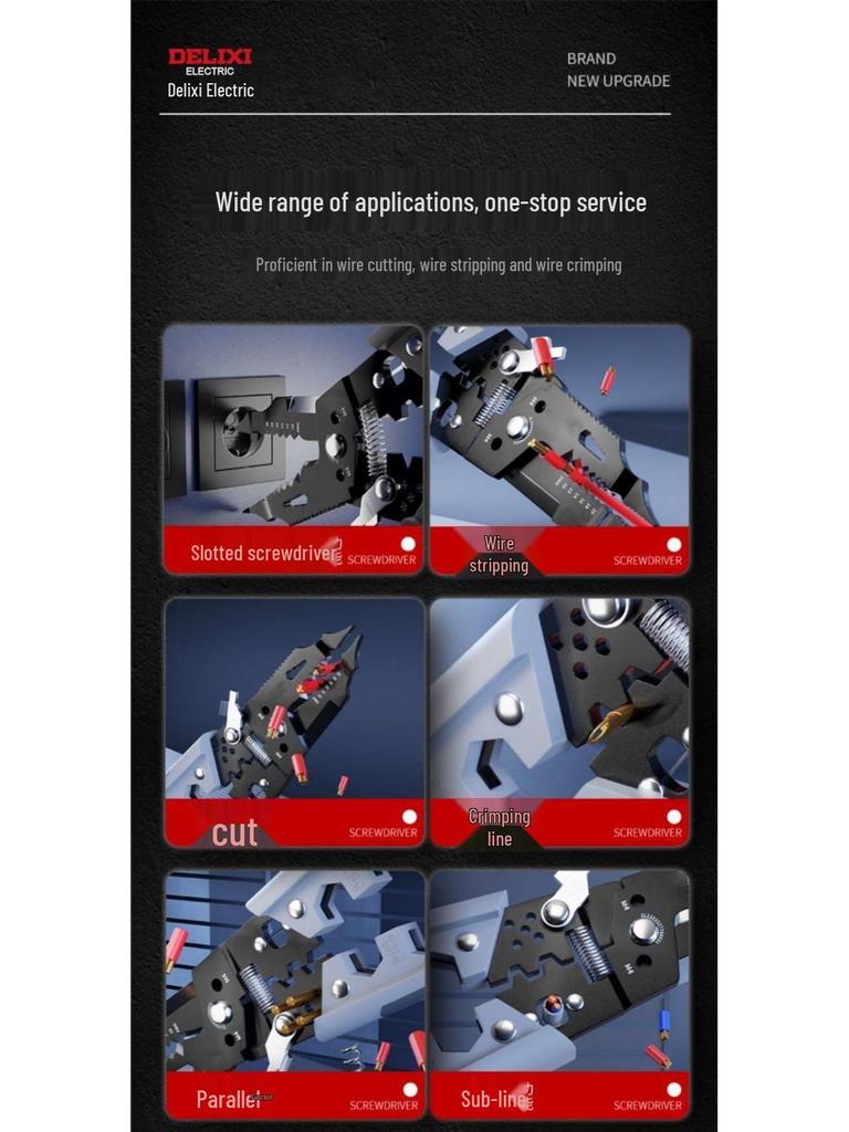 Delixi Electrician Multifunction Wire Strippers: Skinning, Crimping, Wrapping, Cutting Pliers