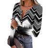T-shirt da donna slim fit alla moda casual con stampa sfumata, girocollo, pullover a maniche lunghe