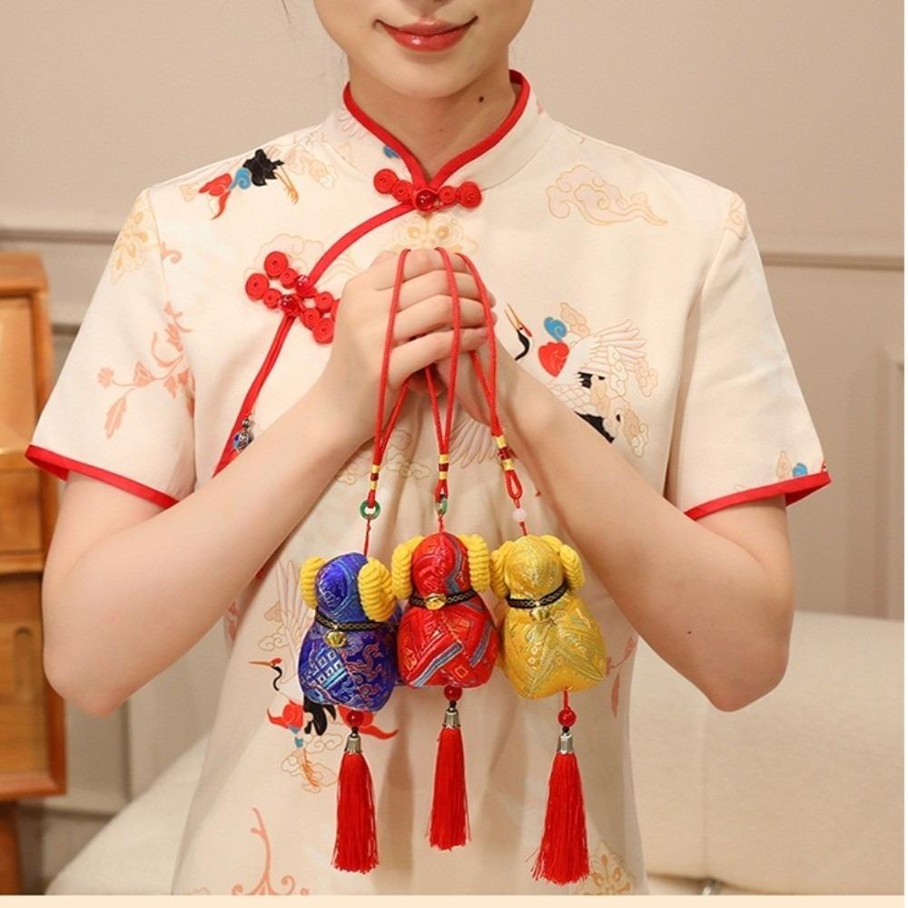 Polyester Fiber Sheep Plush Doll Chinese Style Bag Charm Festive Vibe Key Pendant Gift