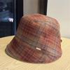 Striped plaid thin age-reducing fisherman hat children autumn warm woolen cap irregular bucket hat tide