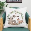 Personalised Woodland Animal Print Pillowcase Custom Name Cushion Cover Kid Birthday Jungle Party Decor Nursery Baby Shower Gift