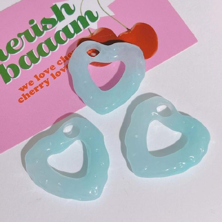 Irregular Colored Heart Beads Hollow Heart-Shaped Pendant DIY Resin Accessories