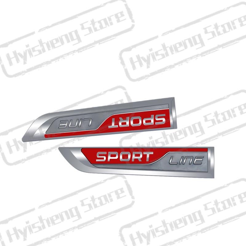 JBIW9 2PCS Metal Car Styling Sport Line Sticker Badge Car Body Side Emblem For Skoda Octavia Rapid Kodiaq Karoq Fabia Kamiq Superb