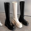 Hottie Platform Thick Heel Women Knight Boots Fashion Cosy Soft Leather Shoes Female Punk Long Booties De Muje