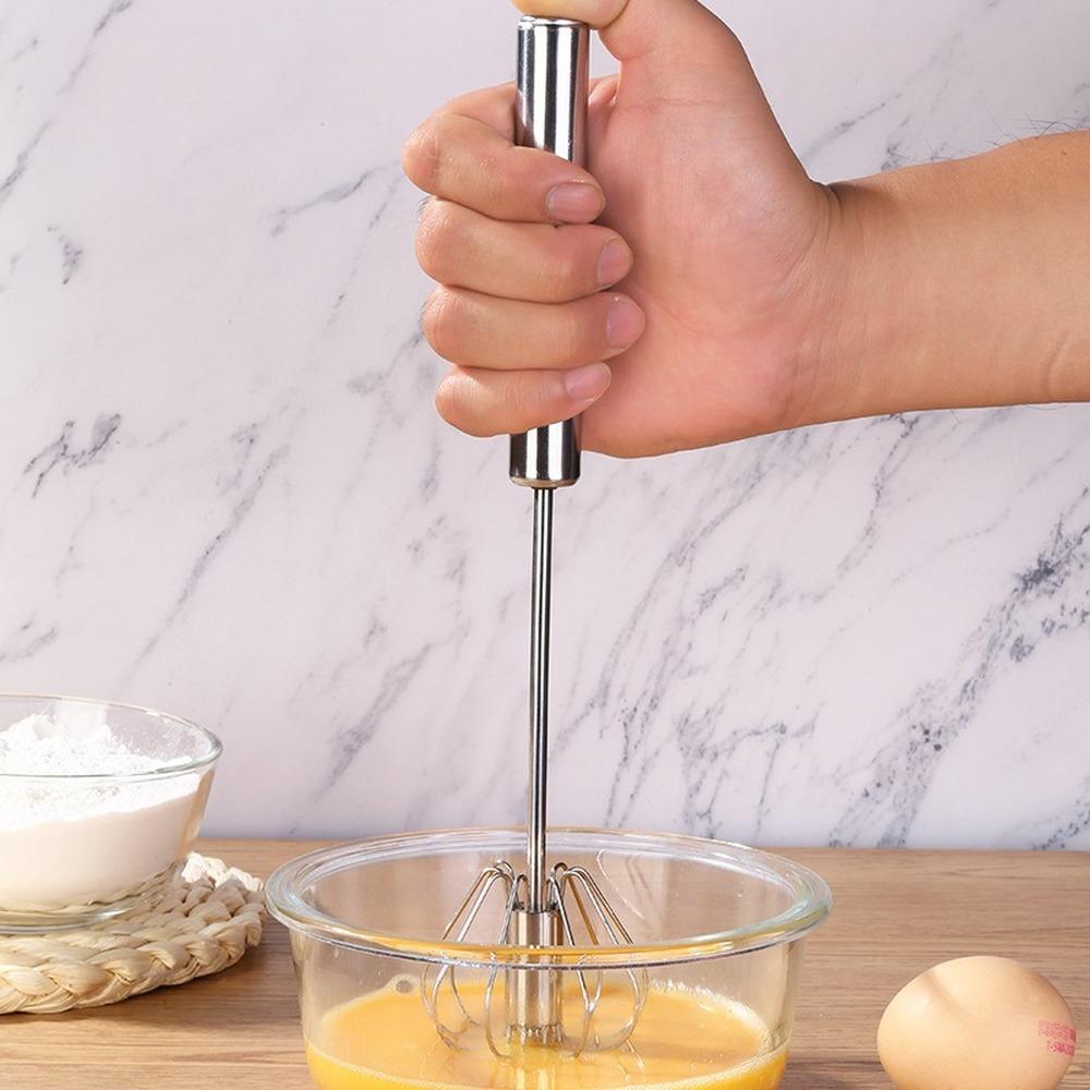 Egg Whisks Stainless Steel Egg Beater Manual Hand Mixer Self Turning Egg Stirrer Kitchen Egg Tools