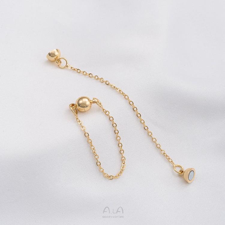 

Браслет/Намисто з магнітною застібкою анти-падіння з 14-каратного позолоченого металу з ланцюжком O