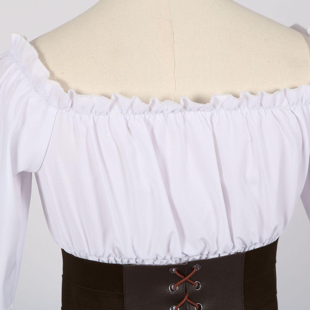Women's Victorian Ruffle Bohemian Pirate Shirt with Belt