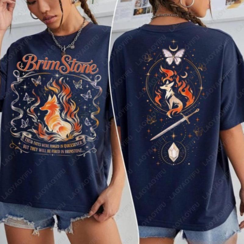 

Футболка с лисой Оникс Квикзилвер Книжная Графика Двусторонняя Одежда Саэрис Фейн Зимородок Фей и Алхимия BrimStone Футболка Подарок для Читателей S