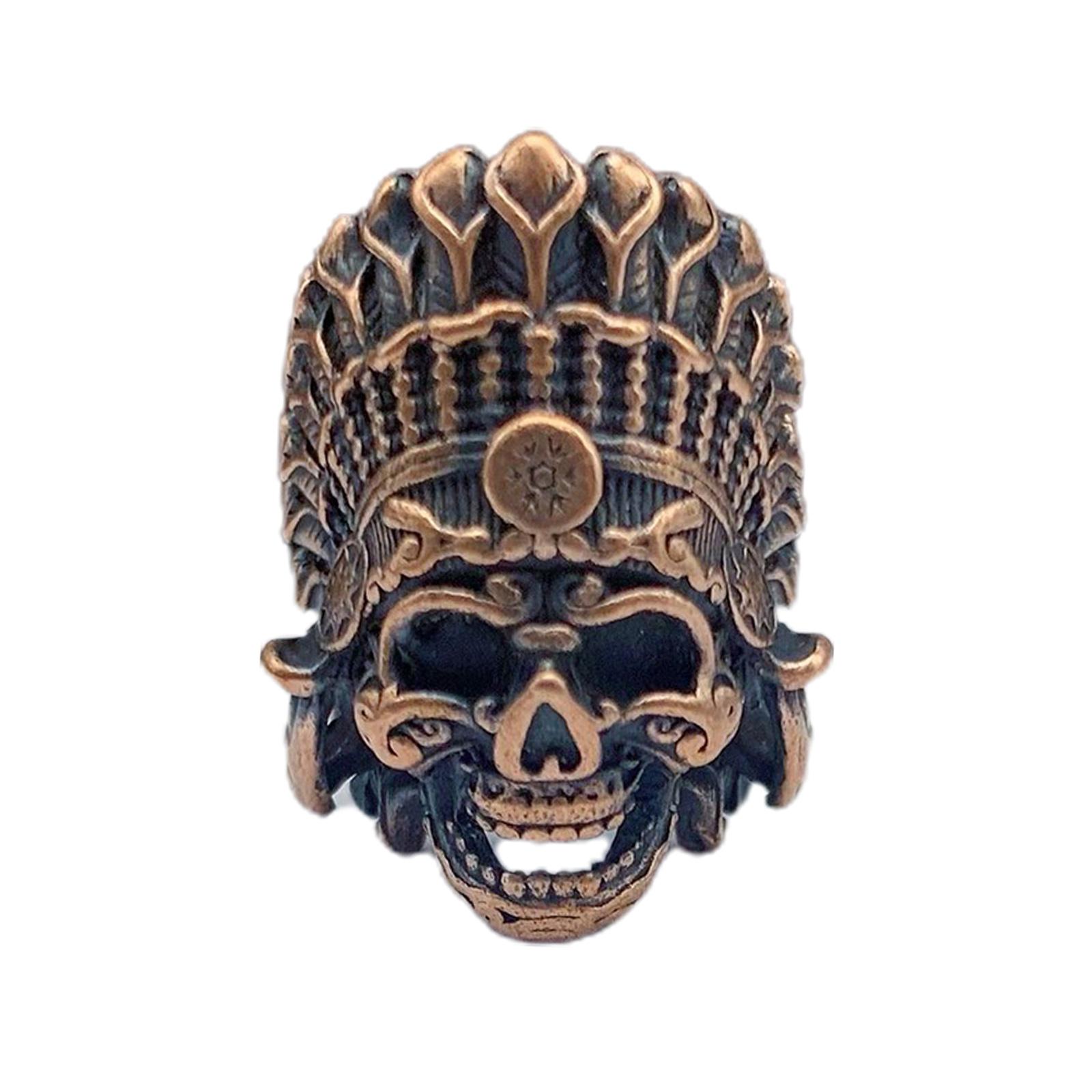 

Tribal Chief Skull Knife Lanyard Beads Vintage Skull Paracord Beads Coppers Charm Beads DIY Paracord Accessories мідний
