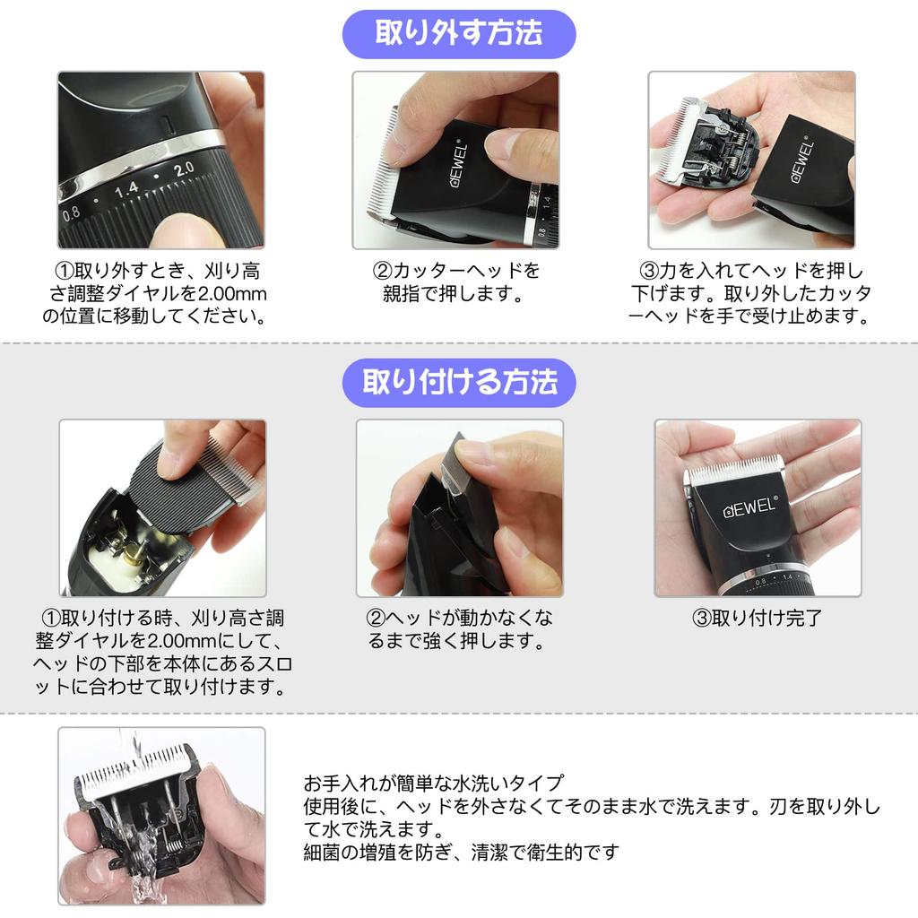 DEWEL Pet Clippers, Waterproof, Quiet, Cordless, 2-Speed, Pet Clippers for Dogs and Cats, Full Body Grooming, Professional Use, for Home Use