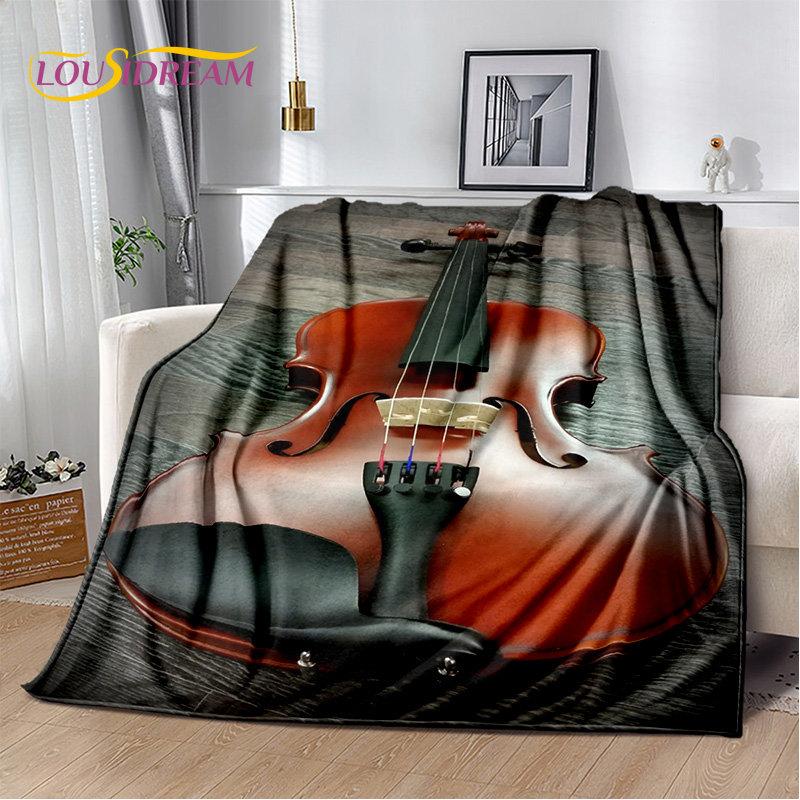 Coperta Morbida in Peluche Strumento Violino Classico Musica, Coperta in Flanella Coperta da Lancio per Soggiorno Camera da Letto Letto Divano Copertura da Picnic