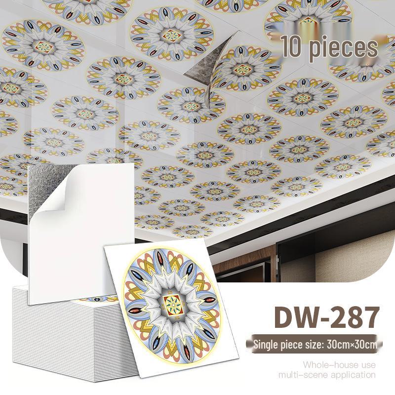 10-Pack Self-Adhesive Ceiling Stickers: Aluminum-Plastic Bathroom Decor Panels