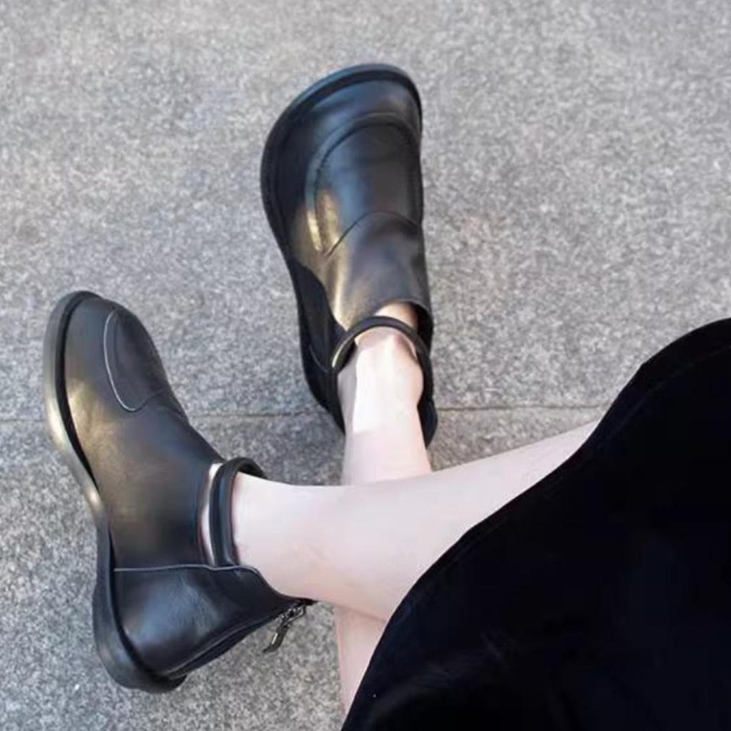 New Retro Handmade Shallow Mouth Splicing Women's Shoes Fashion Single Shoes New Casual Versatile Comfortable Platform Small Leather Shoes