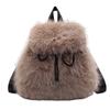 New plush backpack imitation rabbit fur backpack student girl large capacity drawstring casual solid color bag