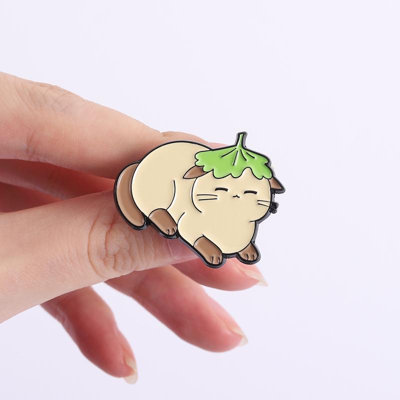 Flowers Leaf Hat Enamel Pins Cat Rabbit Bunny Frog Duck Brooches Badges Cute Cartoon Animal Jewelry Gift for Pet Friends