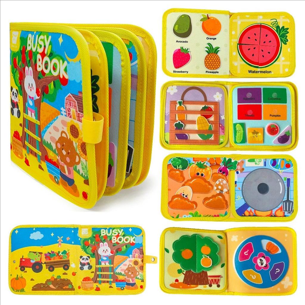 Montessori Busy Quiet Book Frühes Lernaktivitätenbuch für Kleinkinder Feinmotorik Baby Entwicklungsspielzeug Stoffbücher 1 3 J