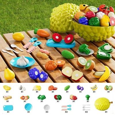 Colorful Pretend Play Food Cutting Toy For Toddler Simulation Vegetable Fruit Peeling Kitchen Playset for Fine Motor