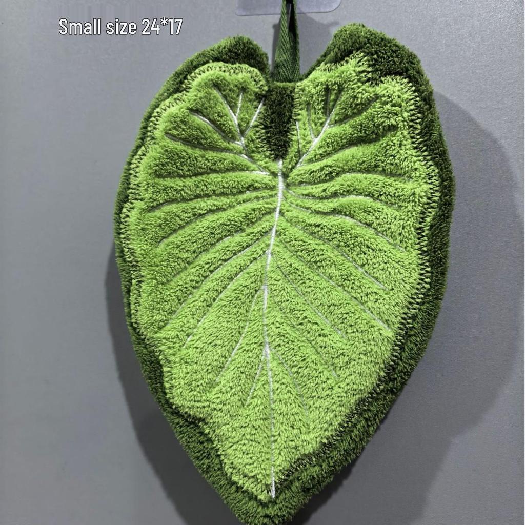 Monstera Leaf Wall-Mounted Hand Towel - Absorbent Coral Fleece for Bathroom & Kitchen