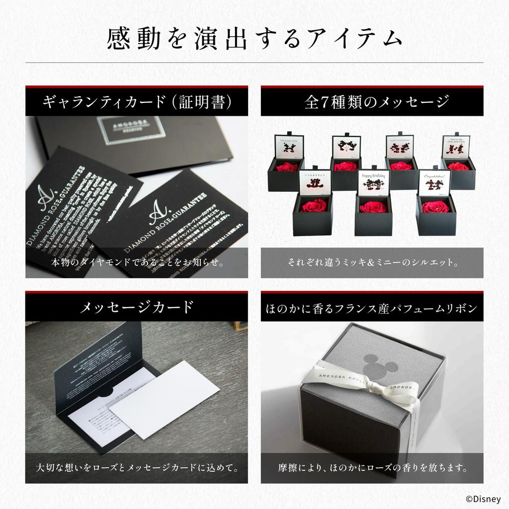 AMOROSA Konservierte Blume Diamant Rosenbox 85 Disney mein Ein und Alles Helles Rot Geschenkblume Geburtstag Jahrestag Antrag DS85ONE Du bist