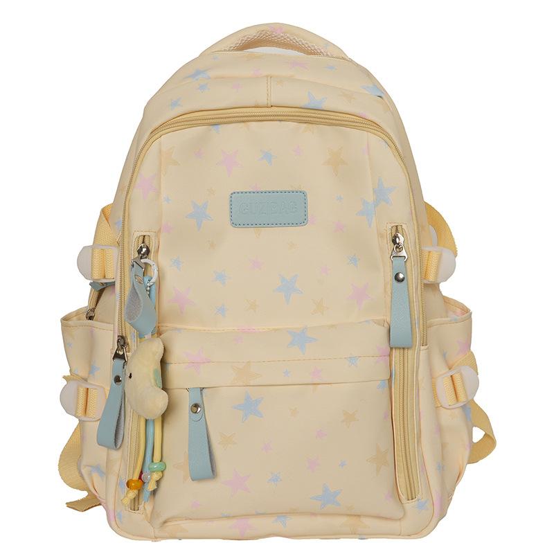College-style Backpack for Female Junior High School Students, Korean Versi, Large Capacity, Five-pointed Star Backpack for Hi