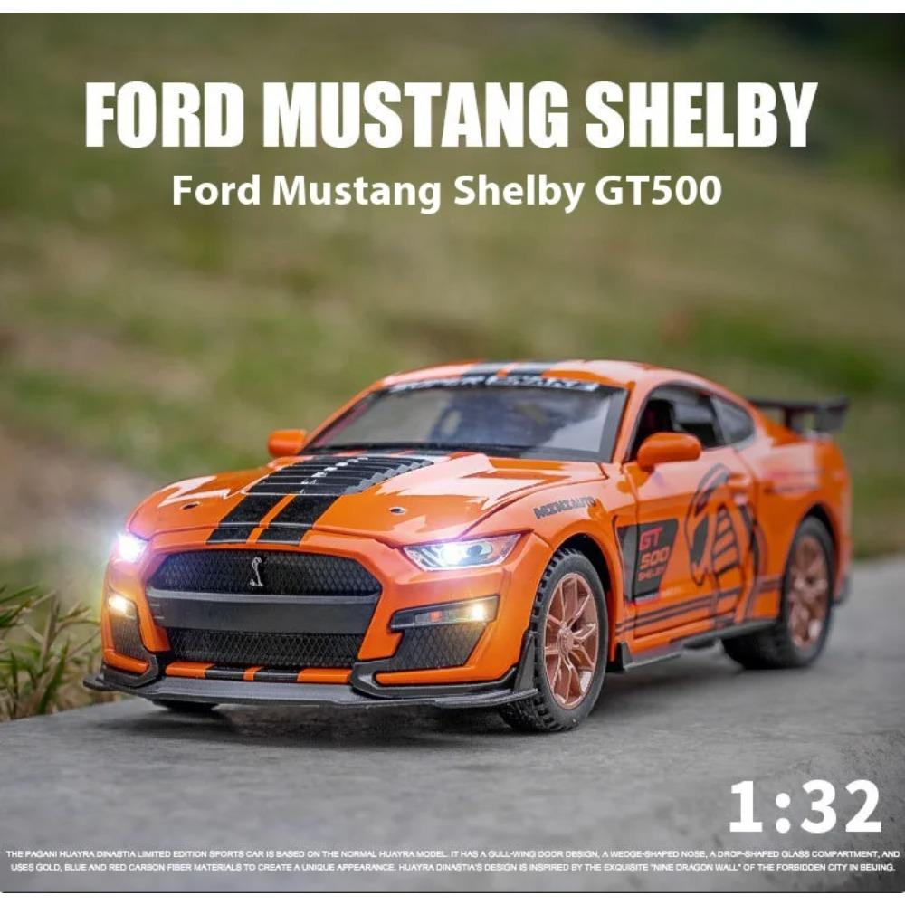 Miniatures 1/32 Ford Mustang Viper GT500 Sports Car Alloy Diecast Model Pull Back Baby Toy Trendy Ornament Boys Birthday Present