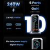 Stazione di Ricarica Rapida da Scrivania Digitale GaN da 240W con PD3.1 140W, 6 Porte USB Type C per IPhone Samsung Xiaomi MacBook Laptop