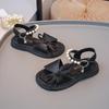 2026 Girls' Stylish Summer Soft-Soled Princess Sandals - Korean Style, Versatile Beach Shoes for Medium and Large Children