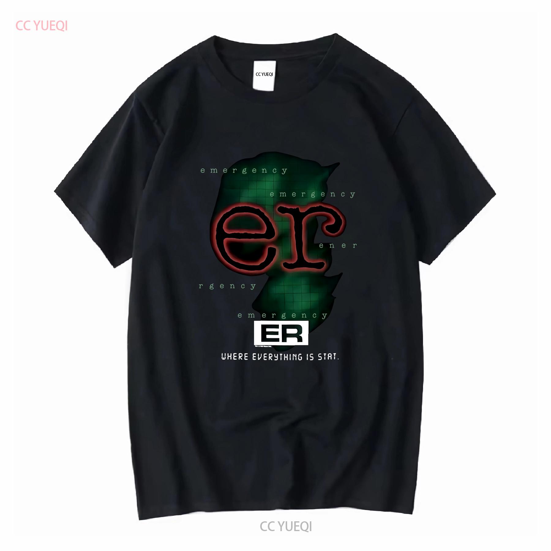 

VINTAGE ER TV Show 1995 Emergency T shirt Men Medium Black 90s vintage Washed graphic homme Breathable Slightly 4XL