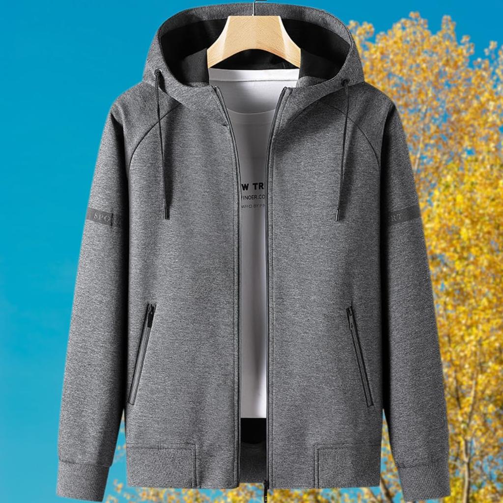 Inkpoo Zippered Hoodie and Pants Solid Loose Running Spring Long Men's Set, Autumn/Winter Outerwear, Color, Fit, Breathable, Sweat-Wicking,