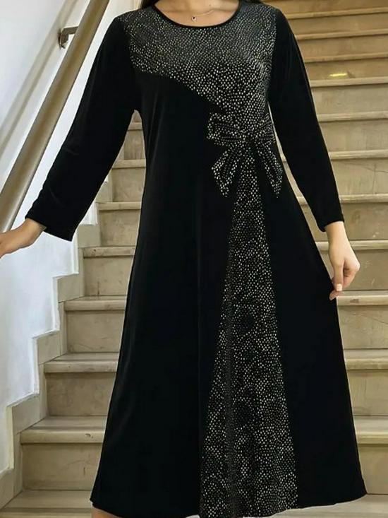 2025 Spring/Summer Mid-Length Round Neck Printed Dress