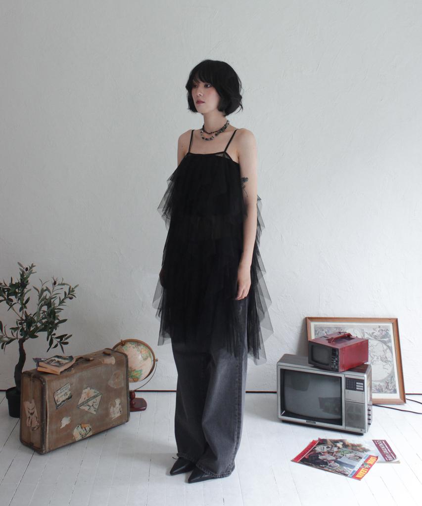 RUBATI Airy Tulle Lace Layering Dress_Black