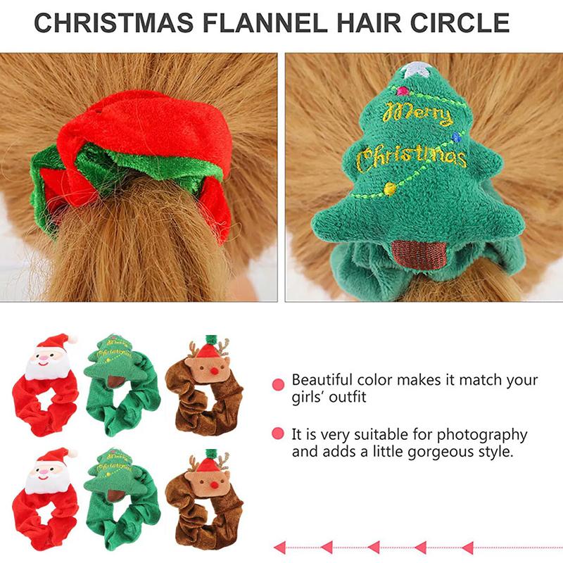WTEMPO Women Girls Elastic Christmas Hair Ties with Christmas Series Pattern Design Soft Red Green Brown Hair Bands Xmas Ponytail Holders