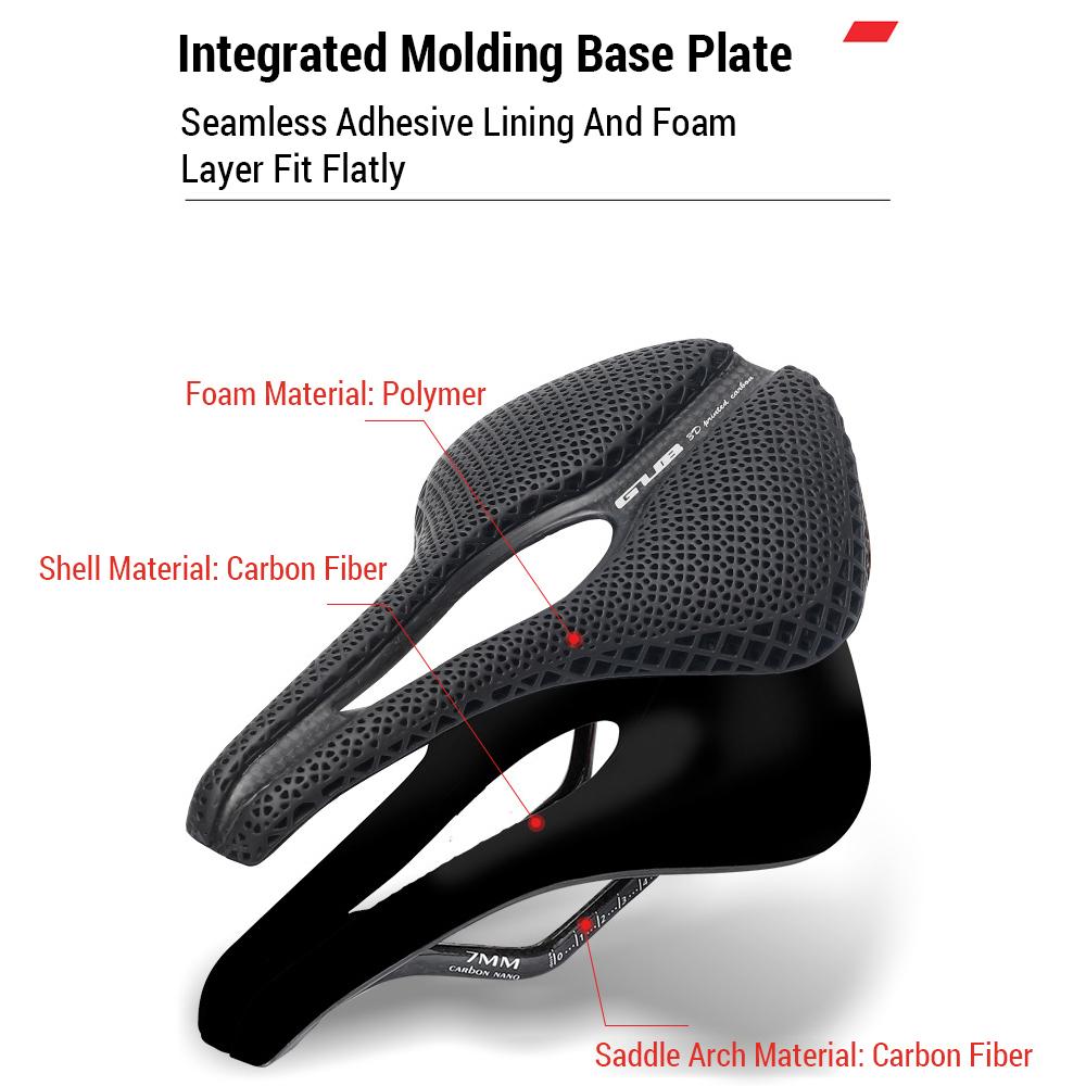 Extra Padded Bike Seat Cushion Cover 3D Printed Bike Saddle for Men/Women Carbon Fiber Bike Seat