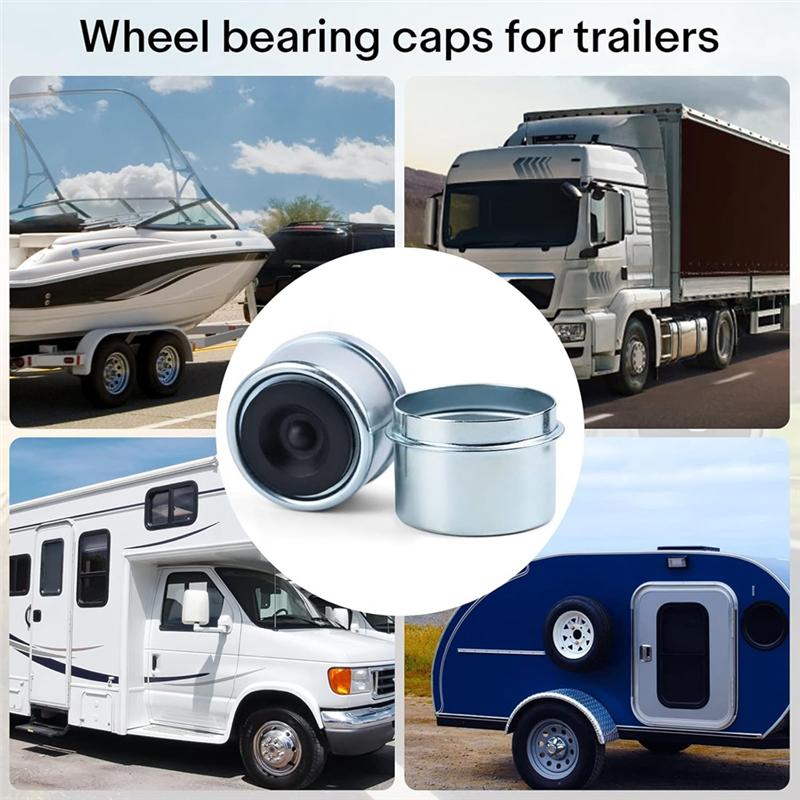 Rubber Plugs& Tallation Tool Included 1.98" Trailer Hub Caps(4PCS) Snug-Fit,Rust-Resistant Bearing Dust Caps