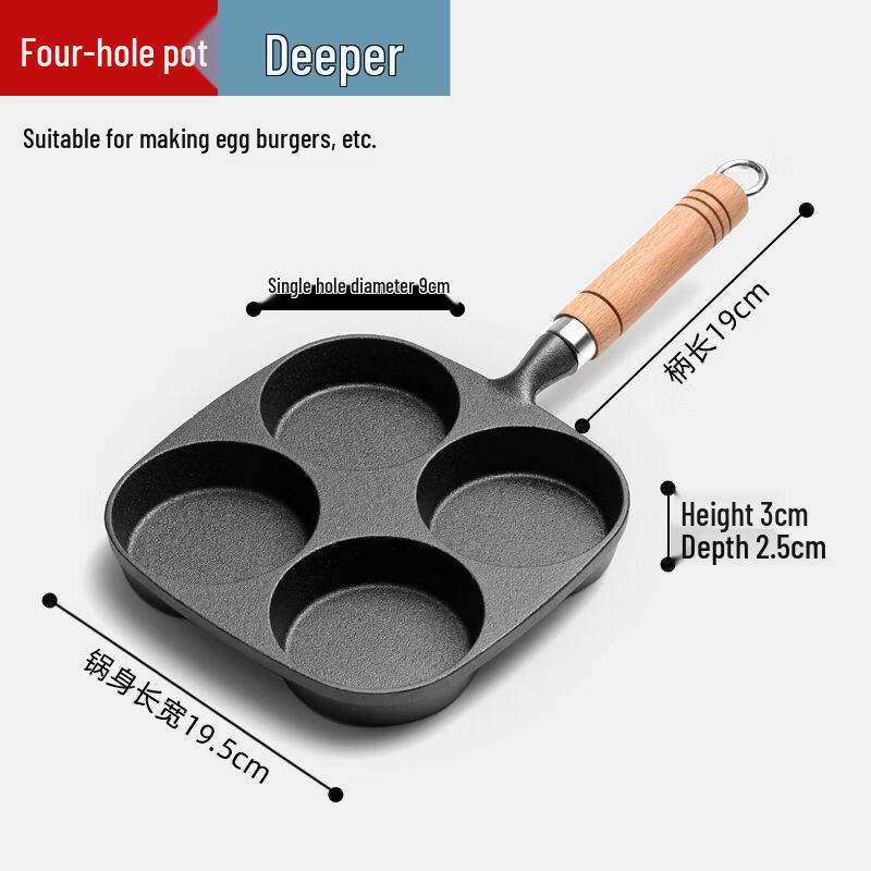 ZISIZ Deep Cast Iron Egg Frying Pan Kit
