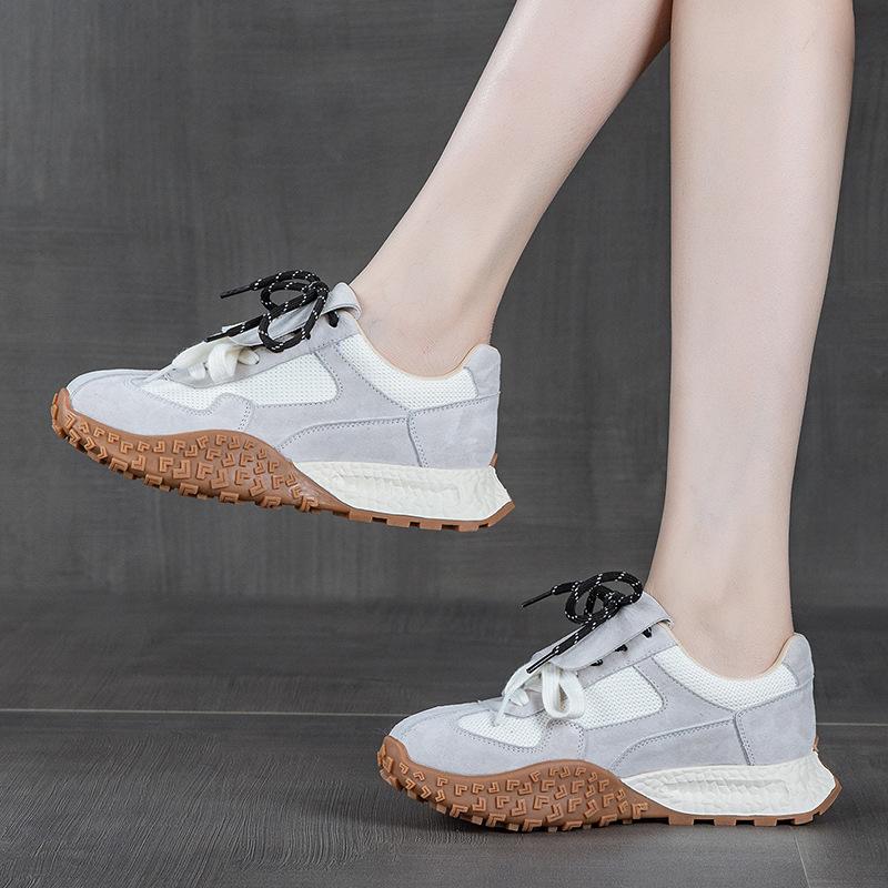 Retro platform German training shoes spring new inner height increase strap leather casual sports Forrest Gump shoes