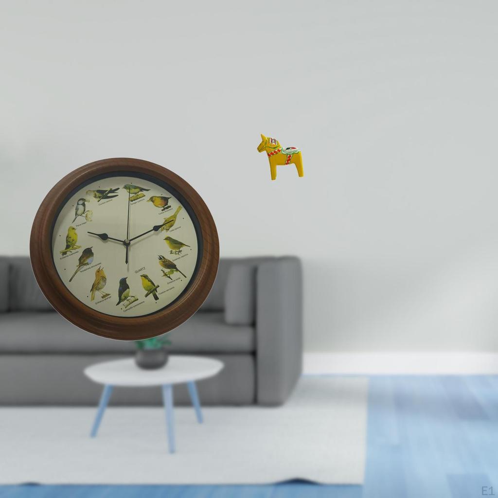 Elegant Birdsong Wall Clock with Ornament Sturdy Round Animal Sculpture for Dining Room Weddings And