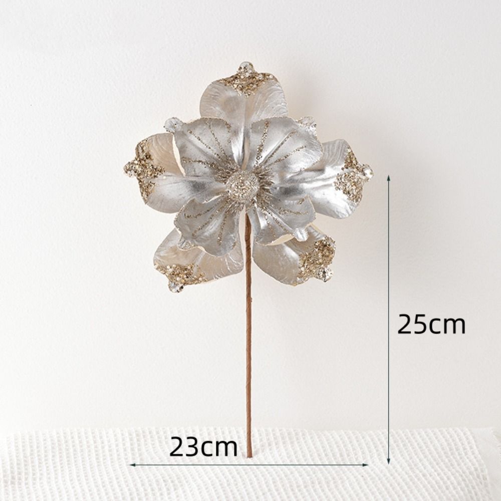 Christmas Gifts Artificial Poinsettia Glitter Flower Sequin Flannel Photography Props Fake Flowers New Year