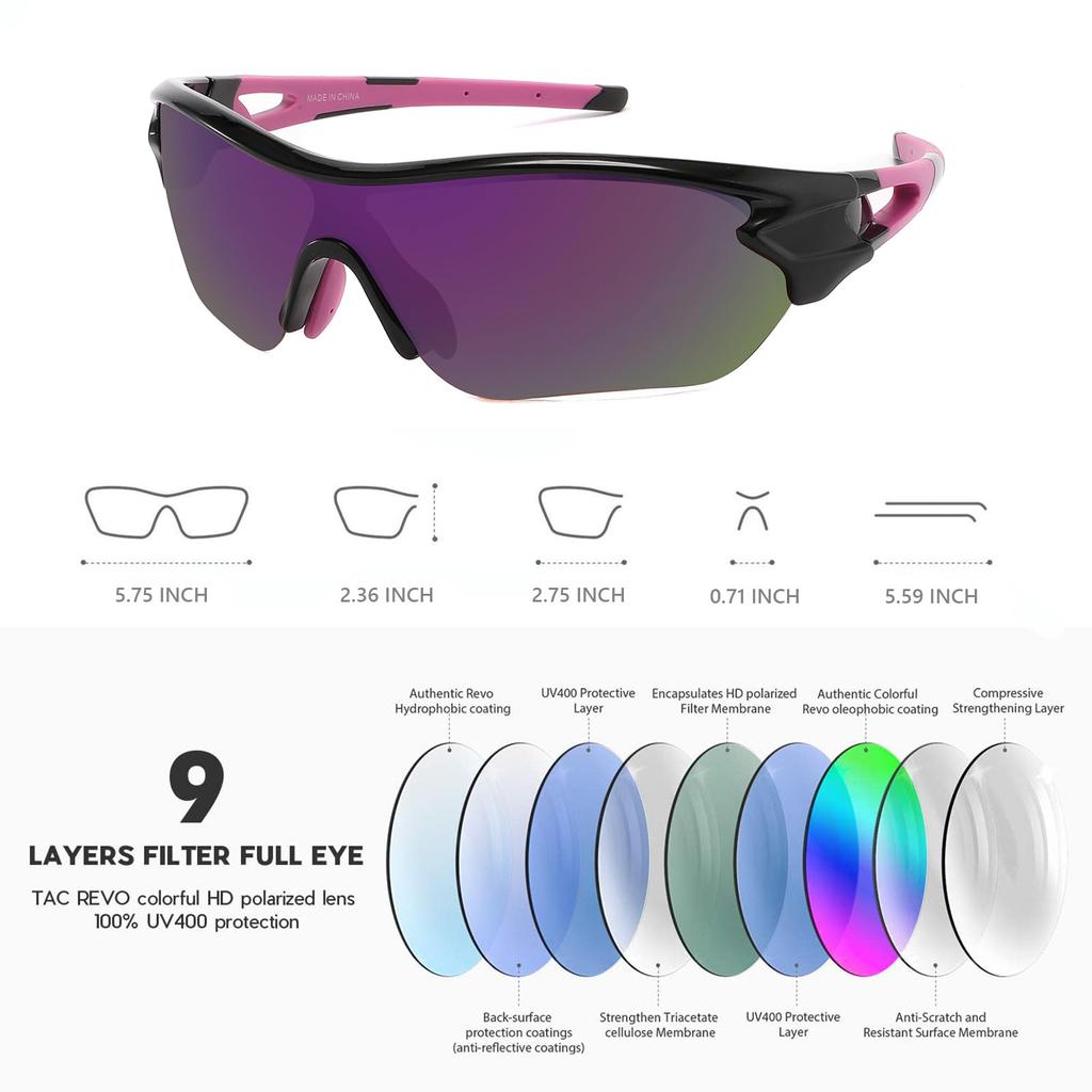 [SINSPORT Eyewear] Sunglasses, Sports, UV400, TAC Polarized Lenses, Suitable for All Types of Sports, Golf, Fishing, Running, Baseball, Cycling,